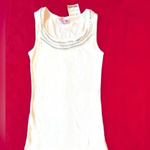 🎀🎀 NWT: Justice White Tank Top With Embellishments 🎀🎀